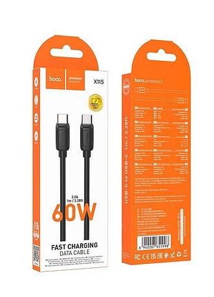 Кабель hoco type-c to type-c surpass charging data cable x115 |1m, 60w/3a| 5125816 8