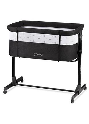 Кроватка приставная momi revo dark grey с функцией регулировки высоты и москитной сеткой 4763472