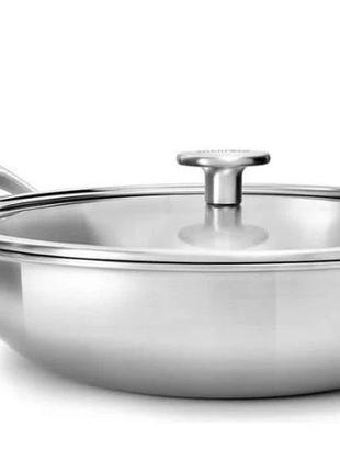 Сковорода с крышкой вок kitchenaid mss сс003254-001 28 см сереберистая 4755258