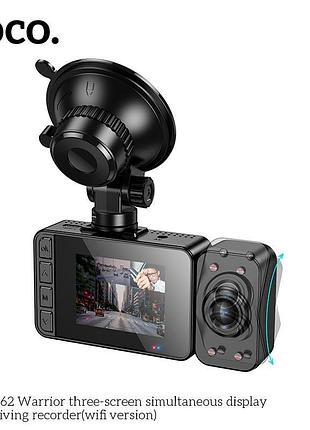Відеорегістратор hoco di62 warrior three-screen simultaneous display driving recorder(wifi version) |720p front/480p rear/480p 3