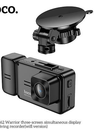Відеорегістратор hoco di62 warrior three-screen simultaneous display driving recorder(wifi version) |720p front/480p rear/480p 4