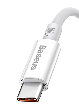 Кабель baseus superior series fast charging data cable usb to type-c 1m moon 100 w білий 5
