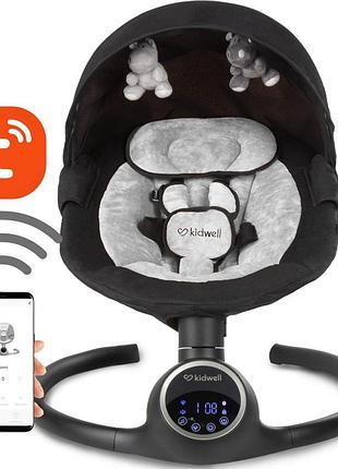 Заколисуючий центр дитячий kidwell 2в1 reve black/silver / гойдалка шезлонг для новонароджених 4978722