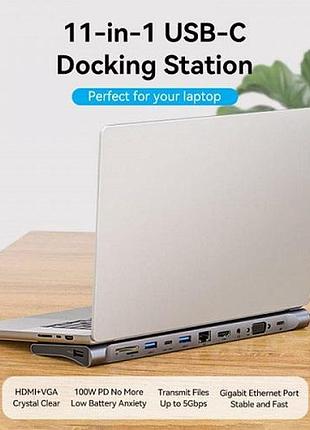 Usb-хаб vention multi-function 0.25 м type-c сріблястий 4