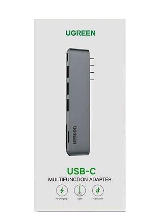 Usb-хаб ugreen cm251 сірий космос type-c 2