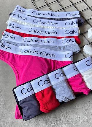 Жіночий набір трусиків стрінгів calvin klein 5 штук у подарунковій упаковці