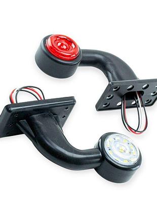 Фонарь габаритный (рог кривой) малый led (к-кт 2 шт) (red-white) autolight