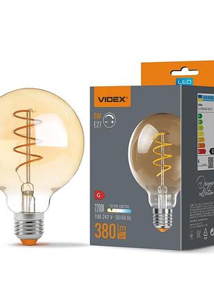 Світлодіодна лампа videx filament g95fasd 5w e27 2200k дімерна бронза