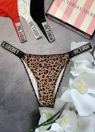 Жіночі трусики victoria's secret very sexy леопардові трусики вікторія сікрет бразиліана стрази