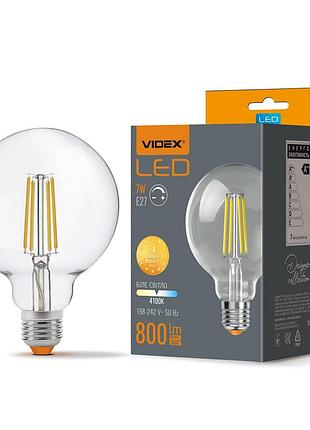 Світлодіодна лампа videx filament g95fd 7w e27 4100k дімерна