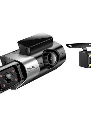 Відеореєстратор hoco triumph three-screen simultaneous display driving recorder di64 (wifi version) |720p/480p+480p rear, 3"|