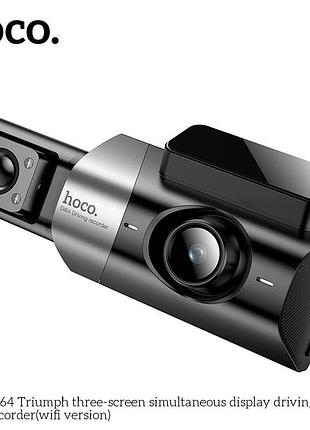 Видеорегистратор hoco triumph three-screen simultaneous display driving recorder di64 (wifi version) |720p/480p+480p rear, 3"| 9