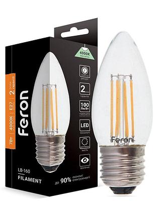Світлодіодна лампа feron filament lb-160 7вт e27 4000k