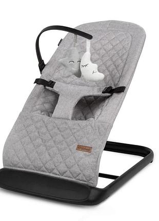 Крісло-гойдалка дитяча для новонароджених kidwell laro full grey/black / шезлонг гойдалка для дітей з іграшками 4957342