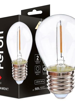 Світлодіодна лампа feron filament lb-61 1вт e27 2700k прозора