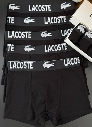 Стильні чоловічі труси бавовна чорні lacoste повсякденні тонкі літні боксери без візерунків і принтів xl