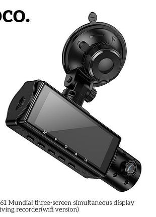 Видеорегистратор hoco mundial three-screen simultaneous display driving recorder di61 (wifi version) |720p/480p+480p rear, 3.16"| 4