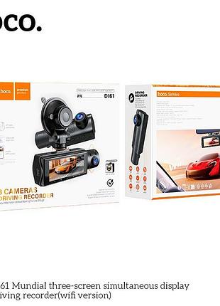 Видеорегистратор hoco mundial three-screen simultaneous display driving recorder di61 (wifi version) |720p/480p+480p rear, 3.16"| 9