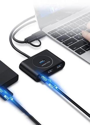 Usb-хаб ugreen cr113 0.5 м чорний 3