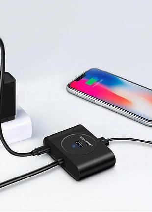 Usb-хаб ugreen cr113 0.5 м чорний 4