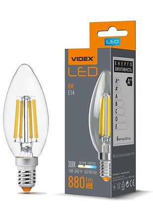 Світлодіодна лампа videx filament c37f 6w e14 3000k