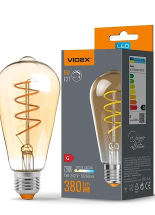 Світлодіодна лампа videx filament st64fasd 5w e27 2200k дімерна бронза