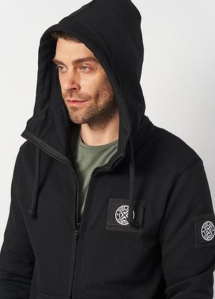 Мужская толстовка dark side basic black черная худи на молнии с капюшоном кофта с принтом на спине l
