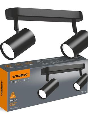 Світильник videx під лампу 2xgu10 накладний поворотний чорний vl-spf05b-bpb