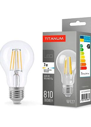 Світлодіодна лампа titanum filament a60 7w e27 4100k
