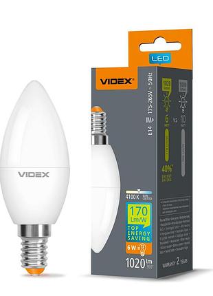 Світлодіодна лампа videx c37h 6w e14 4100k
