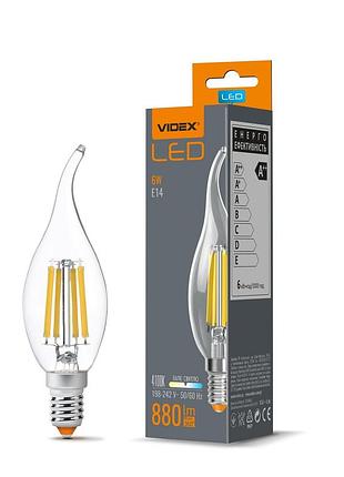Світлодіодна лампа videx filament c37ft 6w e14 4100k