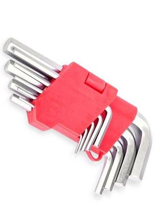 Набор ключей шестигранных коротких hex 1,5-10 мм, 9 шт. intertool