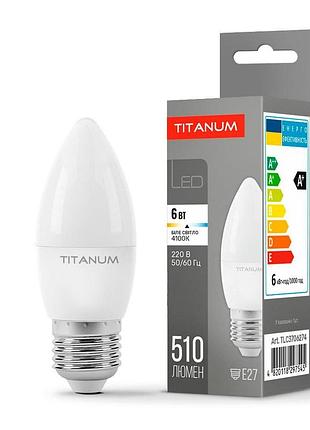 Світлодіодна лампа titanum c37 6w e27 4100k