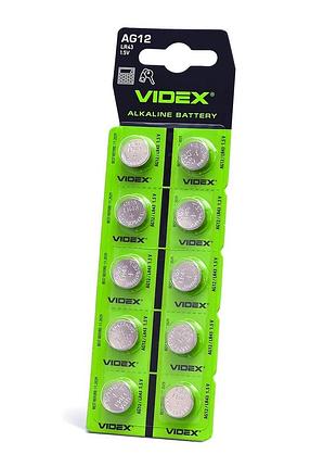 Часовая батарейка videx ag12/lr43 в блистере, 10 шт.