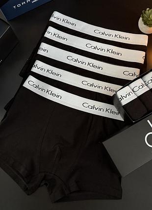 Мужские боксеры бренд calvin klein черные стильные повседневные трусы для мужчин из натуральных материалов в подарочной упаковке