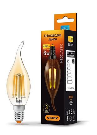 Світлодіодна лампа videx filament c37fta 6w e14 2200k бронза