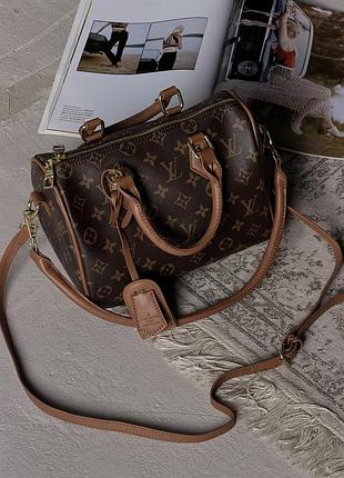 Сумка louis vuitton speedy 25 коричневий + карамель