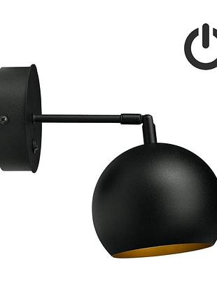 Бра з вимикачем bowl w150bt чорний, золото, atmolight
