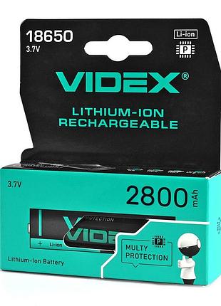 Литий-ионный аккумулятор videx 18650-p (с защитой) 2800 мач, в цветной коробке / 1 шт.