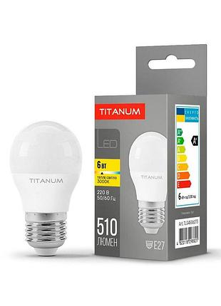 Світлодіодна лампа titanum g45 6w e27 3000k