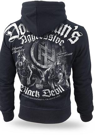 Чоловіча толстовка чорна dobermans aggressive black devil bz198bk худі на блискавці з капюшоном (m) xxxl