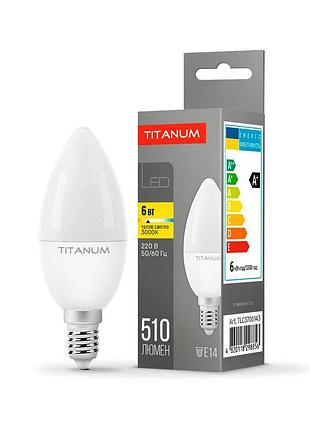 Світлодіодна лампа titanum c37 6w e14 3000k