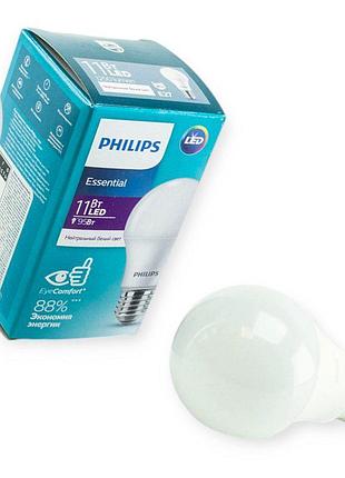 Лампа светодиодная 220v e27 11w a60 4000k philips