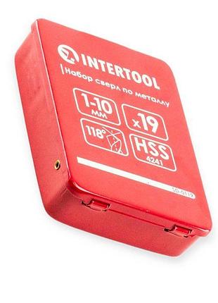 Набор свёрл по металлу р6м5 титан 19шт (1,0-10,0 мм) метал. футляр intertool