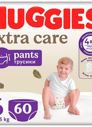 Підгузки huggies extra care розмір 6 (15-25кг) pants box 60 шт (5029053582429)