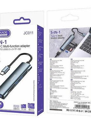 Usb-хаб usb hub jokade jc011 type-c to 3usb чорний