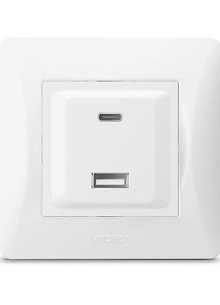 Розетка usb-a + usb-c pd20w біла videx binera 2