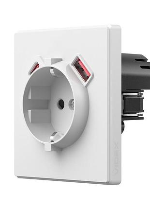 Розетка одинарна із заземленням usb-a+c 20w біла матова videx nota (vf-nt-sk1guc-wh)