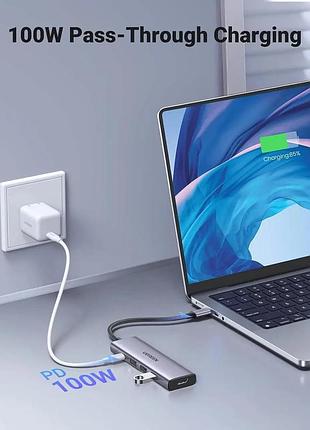 Usb-хаб ugreen cm511 сірий космос type-c 4