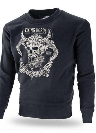 Свитшот мужской dobermans aggressive viking horde черная кофта с манжетами и принтом на груди